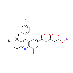 ChemSpider 2D Image | Sodium (3R,5S,6E)-7-[4-(4-fluorophenyl)-2,6-diisopropyl-5-{[(~2~H_3_)methyloxy](~2~H_2_)methyl}-3-pyridinyl]-3,5-dihydroxy-6-heptenoate | C26H28D5FNNaO5