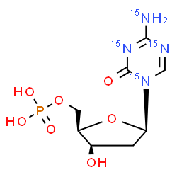ChemSpider 2D Image | 4-(~15~N)Amino-1-(2-deoxy-5-O-phosphono-beta-D-threo-pentofuranosyl)(~15~N_3_)-1,3,5-triazin-2(1H)-one | C8H1315N4O7P