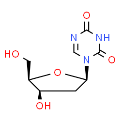 ChemSpider 2D Image | 1-(2-Deoxy-beta-D-threo-pentofuranosyl)-1,3,5-triazine-2,4(1H,3H)-dione | C8H11N3O5