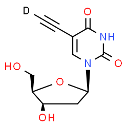 ChemSpider 2D Image | 1-(2-Deoxy-beta-D-threo-pentofuranosyl)-5-(~2~H)ethynyl-2,4(1H,3H)-pyrimidinedione | C11H11DN2O5