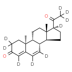 ChemSpider 2D Image | (9beta,10alpha)-(2,2,4,6,7,17,21,21,21-~2~H_9_)Pregna-4,6-diene-3,20-dione | C21H19D9O2