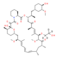 ChemSpider 2D Image | (1R,9S,12S,15R,16E,18R,19R,21R,23S,24E,26E,28E,30S,32S,35R)-1-Hydroxy-18-{[2-hydroxy(~2~H_4_)ethyl]oxy}-12-{(2R)-1-[(1S,3R,4R)-4-hydroxy-3-methoxycyclohexyl]-2-propanyl}-19,30-dimethoxy-15,17,21,23,29
,35-hexamethyl-11,36-dioxa-4-azatricyclo[30.3.1.0~4,9~]hexatriaconta-16,24,26,28-tetraene-2,3,10,14,20-pentone | C53H79D4NO14