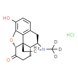 ChemSpider 2D Image | (5alpha)-3-Hydroxy-17-(~2~H_3_)methyl-4,5-epoxymorphinan-6-one hydrochloride (1:1) | C17H17D3ClNO3