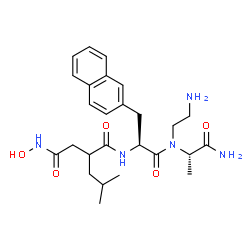 ChemSpider 2D Image | N~1~-[(2S)-1-{(2-Aminoethyl)[(2S)-1-amino-1-oxo-2-propanyl]amino}-3-(2-naphthyl)-1-oxo-2-propanyl]-N~4~-hydroxy-2-isobutylsuccinamide (non-preferred name) | C26H37N5O5