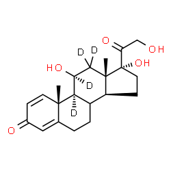ChemSpider 2D Image | (8xi,11beta)-11,17,21-Trihydroxy(9,11,12,12-~2~H_4_)pregna-1,4-diene-3,20-dione | C21H24D4O5