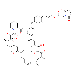 ChemSpider 2D Image | (1R,9S,12S,15R,16E,18R,19R,21R,23S,24E,26E,28E,30S,32S,35R)-12-[(2R)-1-{(1S,3R,4R)-4-[2-({[(2,5-Dioxo-1-pyrrolidinyl)oxy]carbonyl}oxy)ethoxy]-3-methoxycyclohexyl}-2-propanyl]-1,18-dihydroxy-19,30-dime
thoxy-15,17,21,23,29,35-hexamethyl-11,36-dioxa-4-azatricyclo[30.3.1.0~4,9~]hexatriaconta-16,24,26,28-tetraene-2,3,10,14,20-pentone | C58H86N2O18