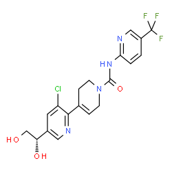 ChemSpider 2D Image | 3-Chloro-5-[(1S)-1,2-dihydroxyethyl]-N-[5-(trifluoromethyl)-2-pyridinyl]-3',6'-dihydro-2,4'-bipyridine-1'(2'H)-carboxamide | C19H18ClF3N4O3