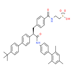 ChemSpider 2D Image | 2-[(4-{(2R)-2-[4'-(2-Methyl-2-propanyl)-4-biphenylyl]-3-oxo-3-[(2',4',6'-trimethyl-4-biphenylyl)amino]propyl}benzoyl)amino]ethanesulfonic acid | C43H46N2O5S