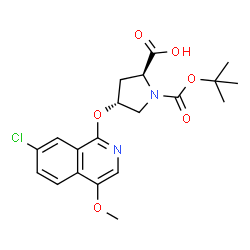 ChemSpider 2D Image | (4R)-4-[(7-Chloro-4-methoxy-1-isoquinolinyl)oxy]-1-{[(2-methyl-2-propanyl)oxy]carbonyl}-L-proline | C20H23ClN2O6