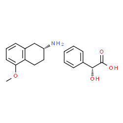 ChemSpider 2D Image | (2R)-Hydroxy(phenyl)acetic acid - (2R)-5-methoxy-1,2,3,4-tetrahydro-2-naphthalenamine (1:1) | C19H23NO4