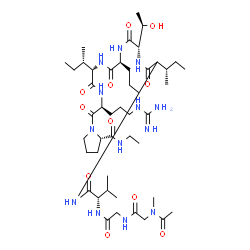 ChemSpider 2D Image | N-Acetyl-N-methylglycylglycyl-L-valylisoleucyl-L-threonyl-L-norvalyl-L-isoleucyl-L-arginyl-N-ethyl-L-prolinamide | C46H83N13O11