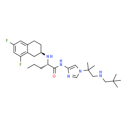 ChemSpider 2D Image | N~2~-[(2R)-6,8-Difluoro-1,2,3,4-tetrahydro-2-naphthalenyl]-N-(1-{1-[(2,2-dimethylpropyl)amino]-2-methyl-2-propanyl}-1H-imidazol-4-yl)-L-norvalinamide | C27H41F2N5O