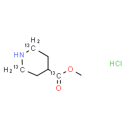 ChemSpider 2D Image | Methyl 4-(2,6-~13~C_2_)piperidine(~13~C)carboxylate hydrochloride (1:1) | C413C3H14ClNO2