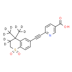 ChemSpider 2D Image | 6-({4,4-Bis[(~2~H_3_)methyl]-1,1-dioxido(3,3-~2~H_2_)-3,4-dihydro-2H-thiochromen-6-yl}ethynyl)nicotinic acid | C19H9D8NO4S