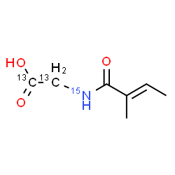 ChemSpider 2D Image | N-[(2E)-2-Methyl-2-butenoyl](~13~C_2_,~15~N)glycine | C513C2H1115NO3
