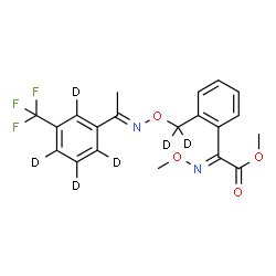 ChemSpider 2D Image | Methyl (2E)-(methoxyimino){2-[{[(E)-{1-[3-(trifluoromethyl)(~2~H_4_)phenyl]ethylidene}amino]oxy}(~2~H_2_)methyl]phenyl}acetate | C20H13D6F3N2O4