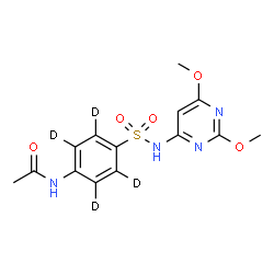 ChemSpider 2D Image | N-{4-[(2,6-Dimethoxy-4-pyrimidinyl)sulfamoyl](~2~H_4_)phenyl}acetamide | C14H12D4N4O5S