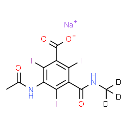 ChemSpider 2D Image | Sodium 3-acetamido-2,4,6-triiodo-5-[(~2~H_3_)methylcarbamoyl]benzoate | C11H5D3I3N2NaO4
