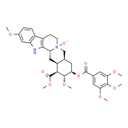 ChemSpider 2D Image | Methyl (1S,2R,3R,4aS,13bR,14aS)-2,11-dimethoxy-3-[(3,4,5-trimethoxybenzoyl)oxy]-1,2,3,4,4a,5,7,8,13,13b,14,14a-dodecahydroindolo[2',3':3,4]pyrido[1,2-b]isoquinoline-1-carboxylate 6-oxide | C33H40N2O10