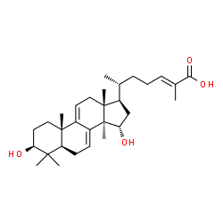 ChemSpider 2D Image | (3beta,15alpha,24E)-3,15-Dihydroxylanosta-7,9(11),24-trien-26-oic acid | C30H46O4