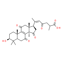 ChemSpider 2D Image | (3beta,5xi,20Z)-3-Hydroxy-7,11,15,23-tetraoxolanosta-8,20(22)-dien-26-oic acid | C30H40O7