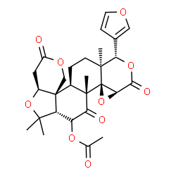 ChemSpider 2D Image | (4aS,6aR,7S,8aR,8bR,9aS,12S,12aS,14aR,14bR)-12-(3-Furyl)-6,6,8a,12a-tetramethyl-3,8,10-trioxotetradecahydro-3H-oxireno[d]pyrano[4',3':3,3a][2]benzofuro[5,4-f]isochromen-7-yl acetate | C28H32O10