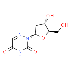 ChemSpider 2D Image | 2-(2-Deoxy-alpha-D-erythro-pentofuranosyl)-1,2,4-triazine-3,5(2H,4H)-dione | C8H11N3O5