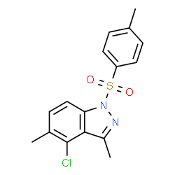 ChemSpider 2D Image | 4-Chloro-3,5-dimethyl-1-tosyl-1H-indazole | C16H15ClN2O2S