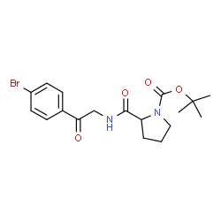 ChemSpider 2D Image | N-[2-(4-Bromophenyl)-2-oxoethyl]-1-{[(2-methyl-2-propanyl)oxy]carbonyl}prolinamide | C18H23BrN2O4