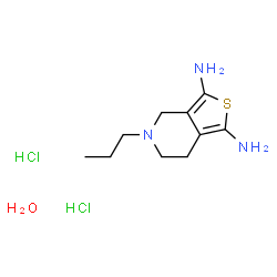 ChemSpider 2D Image | 5-Propyl-4,5,6,7-tetrahydrothieno[3,4-c]pyridine-1,3-diamine dihydrochloride hydrate | C10H21Cl2N3OS