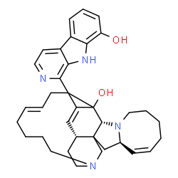 ChemSpider 2D Image | (1R,4R,5Z,12R)-26-(8-Hydroxy-9H-beta-carbolin-1-yl)-11,22-diazapentacyclo[11.11.2.1~2,22~.0~2,12~.0~4,11~]heptacosa-5,16,25-trien-13-ol | C36H44N4O2