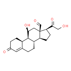 ChemSpider 2D Image | (10alpha,11beta)-11,21-Dihydroxy-3,20-dioxo-19-norpregn-4-en-18-al | C20H26O5