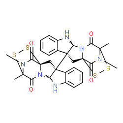 ChemSpider 2D Image | (1S,1'S,3R,3'R,11R,11'R)-14,14',18,18'-Tetramethyl-3,3'-bi(15,16-dithia-10,12,18-triazapentacyclo[12.2.2.0~1,12~.0~3,11~.0~4,9~]octadecane)-4,4',6,6',8,8'-hexaene-13,13',17,17'-tetrone | C30H28N6O4S4
