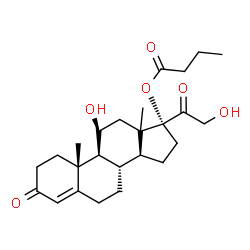 ChemSpider 2D Image | (11beta,13xi)-11,21-Dihydroxy-3,20-dioxopregn-4-en-17-yl butyrate | C25H36O6