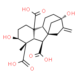 ChemSpider 2D Image | (1alpha,2beta,4bbeta,10beta)-2,7-Dihydroxy-1-methyl-8-methylenegibbane-1,4a,10-tricarboxylic acid | C20H26O8