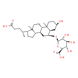 ChemSpider 2D Image | (3alpha,5beta,6alpha,10xi,13xi)-3,24-Dihydroxy-24-oxocholan-6-yl beta-D-glucopyranosiduronic acid | C30H48O10