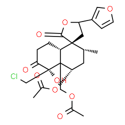 ChemSpider 2D Image | [(2'R,3R,4'S,5'S,8a'S)-4'-Acetoxy-5'-(chloromethyl)-5-(3-furyl)-5'-hydroxy-2'-methyl-2,6'-dioxooctahydro-2'H-spiro[furan-3,1'-naphthalen]-4a'(5'H)-yl]methyl acetate | C24H29ClO9