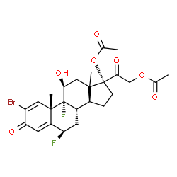 ChemSpider 2D Image | (6beta,11beta,13xi)-2-Bromo-6,9-difluoro-11-hydroxy-3,20-dioxopregna-1,4-diene-17,21-diyl diacetate | C25H29BrF2O7