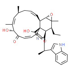 ChemSpider 2D Image | (1Z,4S,5Z,7R,9Z,11aS,14aR,15S,16aS,16bR)-15-Ethyl-7,12-dihydroxy-14-[(1R)-1-(1H-indol-3-yl)ethyl]-4,6,15a-trimethyl-4,7,14,14a,15,15a,16a,16b-octahydro-3H-cyclotrideca[d]oxireno[f]isoindole-8,11-dione | C34H40N2O5