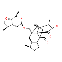 ChemSpider 2D Image | (1R,2R,4R,5R,8R,9S,11R)-2-({[(3R,3aR,5R,7R,7aS)-3,7-Dimethylhexahydro-2H-furo[2,3-c]pyran-5-yl]oxy}methyl)-9-formyl-13-isopropyl-5-methyltetracyclo[7.4.0.0~2,11~.0~4,8~]tridec-12-ene-1-carboxylic acid | C29H42O6