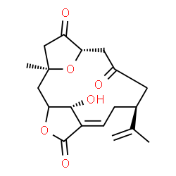 ChemSpider 2D Image | (1S,6E,9S,13S,17R)-17-Hydroxy-9-isopropenyl-1-methyl-4,16-dioxatricyclo[11.2.1.1~3,6~]heptadec-6-ene-5,11,14-trione | C19H24O6