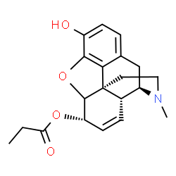 ChemSpider 2D Image | (6alpha,13alpha)-3-Hydroxy-17-methyl-7,8-didehydro-4,5-epoxymorphinan-6-yl propionate | C20H23NO4