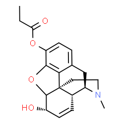 ChemSpider 2D Image | (6alpha,13alpha)-6-Hydroxy-17-methyl-7,8-didehydro-4,5-epoxymorphinan-3-yl propionate | C20H23NO4