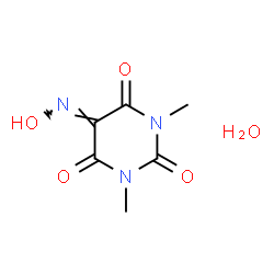 ChemSpider 2D Image | 5-(Hydroxyimino)-1,3-dimethyl-2,4,6(1H,3H,5H)-pyrimidinetrione hydrate (1:1) | C6H9N3O5