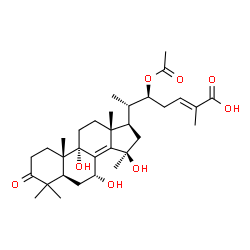 ChemSpider 2D Image | (5alpha,7alpha,15beta,22S,24E)-22-Acetoxy-7,9,15-trihydroxy-4,4,15-trimethyl-3-oxocholesta-8(14),24-dien-26-oic acid | C32H48O8