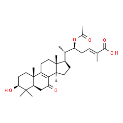 ChemSpider 2D Image | (3beta,22S,24E)-22-Acetoxy-3-hydroxy-7-oxolanosta-8,24-dien-26-oic acid | C32H48O6