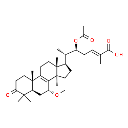 ChemSpider 2D Image | (7alpha,22S,24E)-22-Acetoxy-7-methoxy-3-oxolanosta-8,24-dien-26-oic acid | C33H50O6