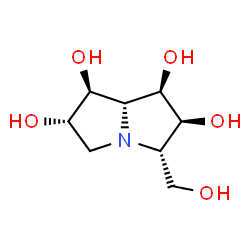 ChemSpider 2D Image | (1R,2S,3S,6S,7S,7aR)-3-(Hydroxymethyl)hexahydro-1H-pyrrolizine-1,2,6,7-tetrol | C8H15NO5