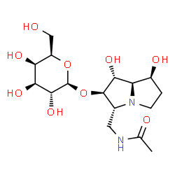 ChemSpider 2D Image | N-{[(1R,2R,3R,7S,7aR)-2-(beta-D-Galactopyranosyloxy)-1,7-dihydroxyhexahydro-1H-pyrrolizin-3-yl]methyl}acetamide | C16H28N2O9