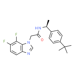 ChemSpider 2D Image | 2-(6,7-Difluoro-1H-benzimidazol-1-yl)-N-{(1S)-1-[4-(2-methyl-2-propanyl)phenyl]ethyl}acetamide | C21H23F2N3O